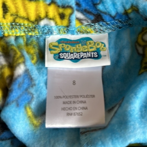 SpongeBob Square Pants Kids Blue Fleece Pants Size 8 Cartoon Nickelodeon - Picture 2 of 2